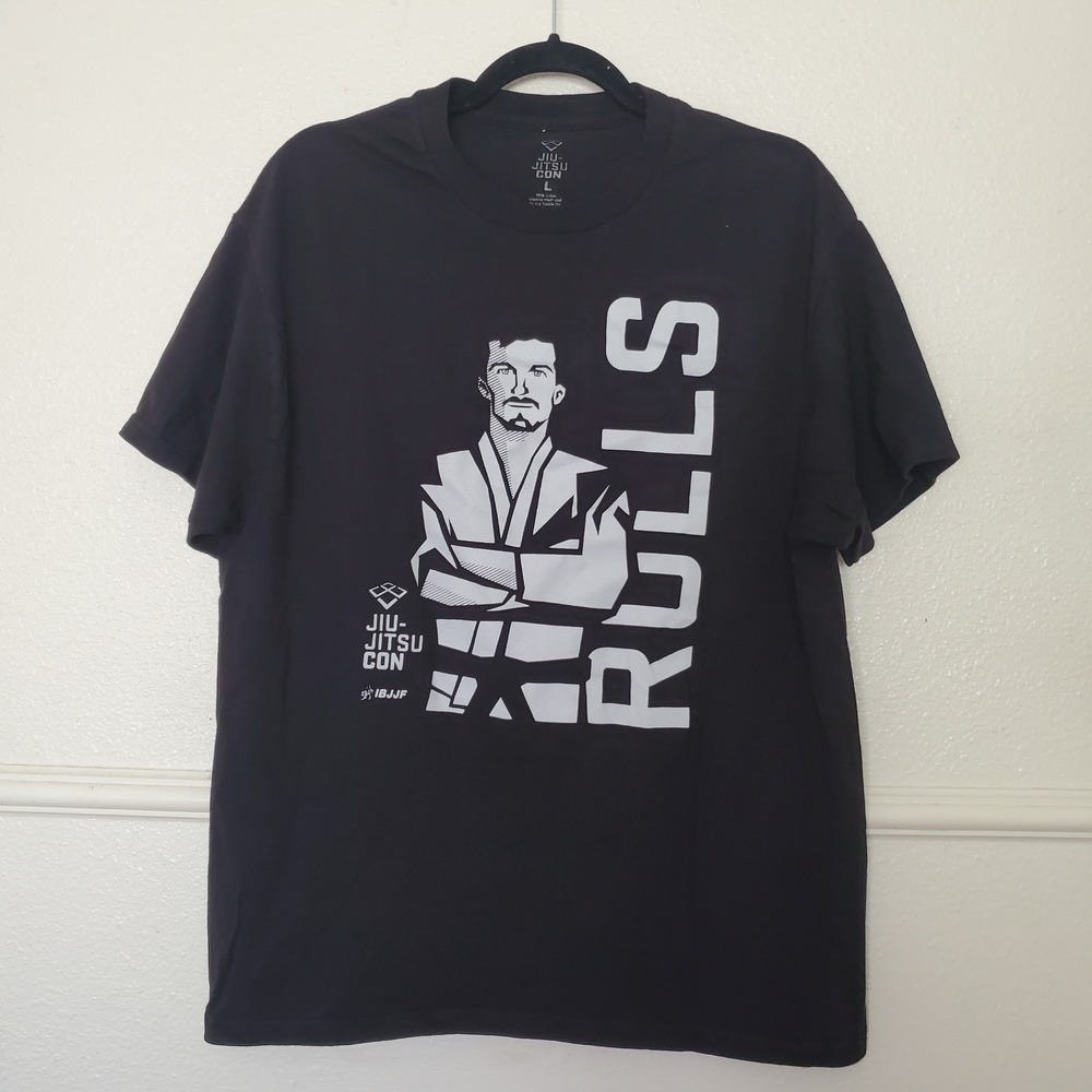 Jiu-Jitsu Con IBJJF Men Black Graphic T-Shirt Rolls BJJ Martial Arts Size L